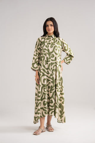 1 Piece Printed Arabic Lawn Printed Long Frock (CF0182)