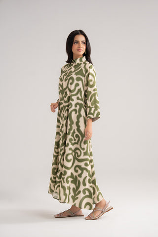 1 Piece Printed Arabic Lawn Printed Long Frock (CF0182)