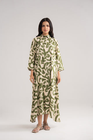 1 Piece Printed Arabic Lawn Printed Long Frock (CF0182)