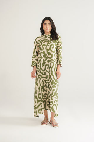 1 Piece Printed Arabic Lawn Printed Long Frock (CF0183)