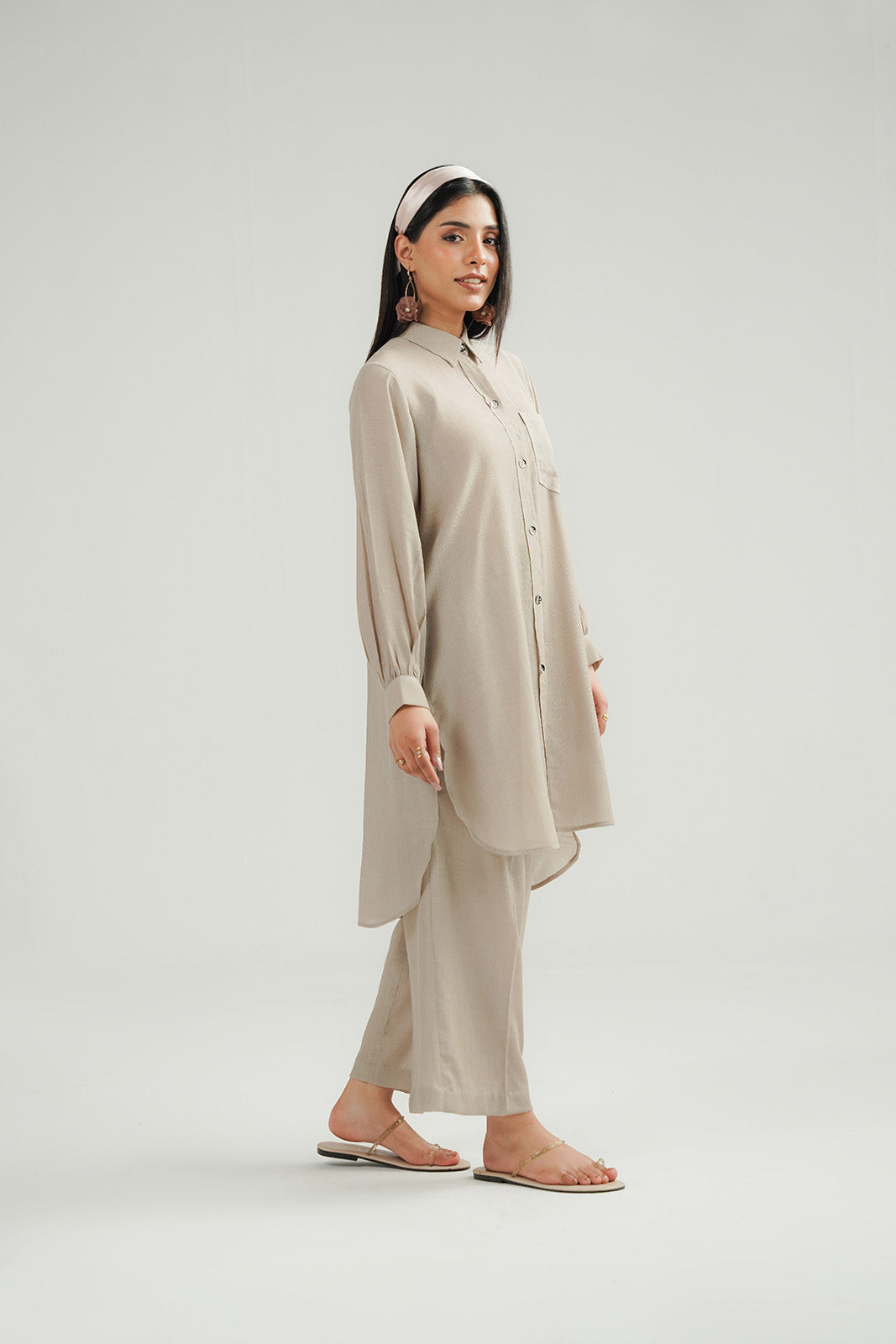 2 Piece Chiffon Solid Suit (CF0190)