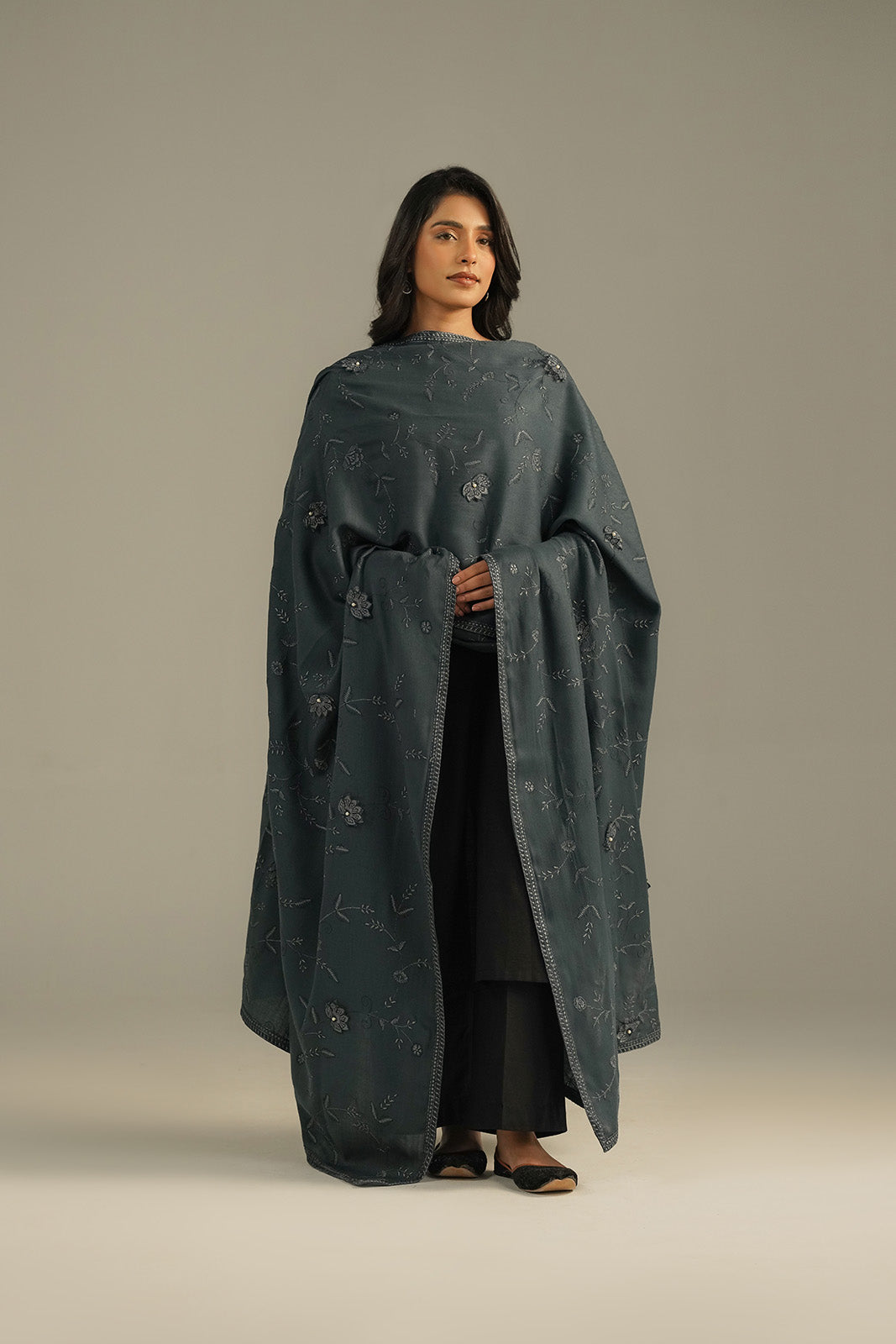 1 Piece Semi Pashmeena Embroidered Shawls (CG0004)