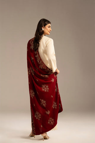 1 Piece Semi Pashmina Embroidered Shawls (CH0047)