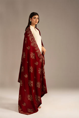 1 Piece Semi Pashmina Embroidered Shawls (CH0047)
