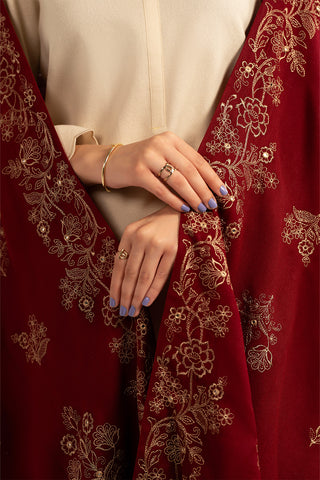 1 Piece Semi Pashmina Embroidered Shawls (CH0047)