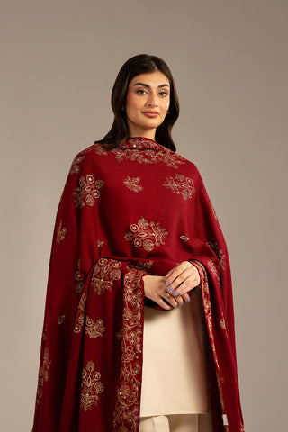 1 Piece Semi Pashmina Embroidered Shawls (CH0047)