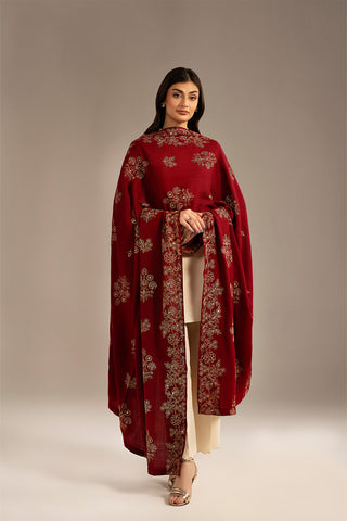 1 Piece Semi Pashmina Embroidered Shawls (CH0047)