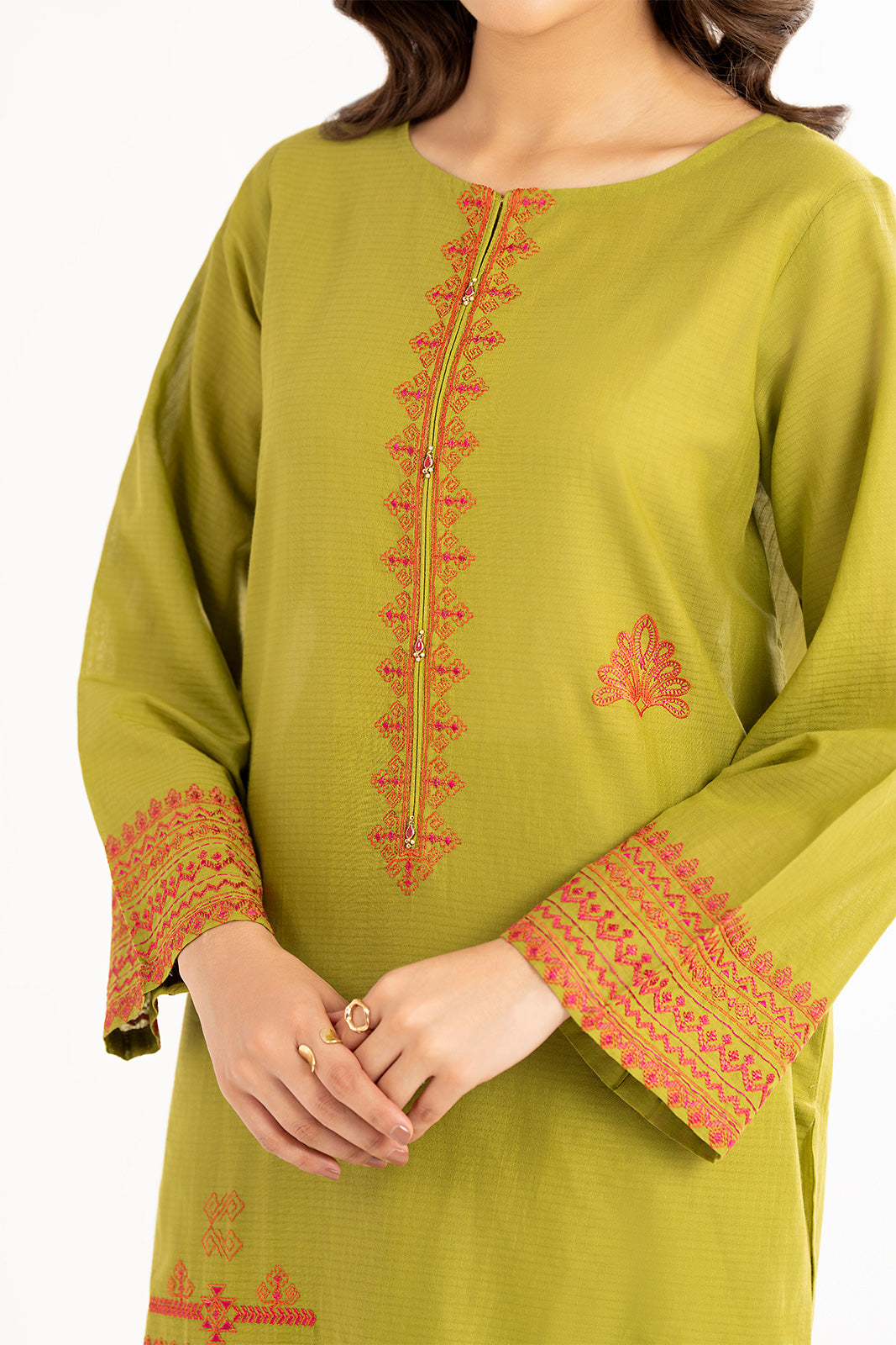 2 Piece Strip Cotton Embroidered Suit (CP0178)