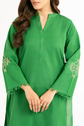 2 Piece Cotton Jackard Embroidered Suit (CP0193)