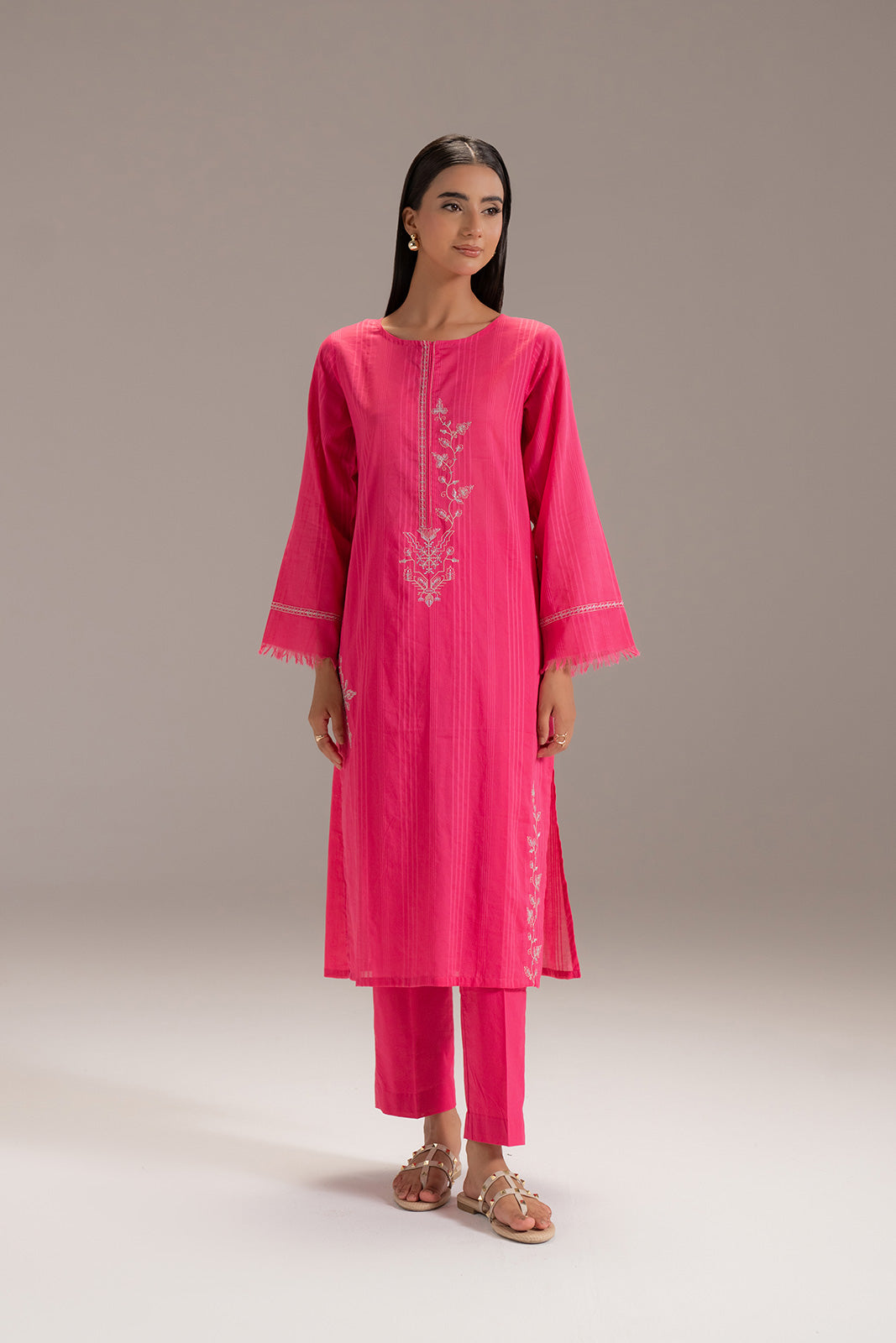 2 Piece Cotton Jacquard Embroidered Suit (CP0209)