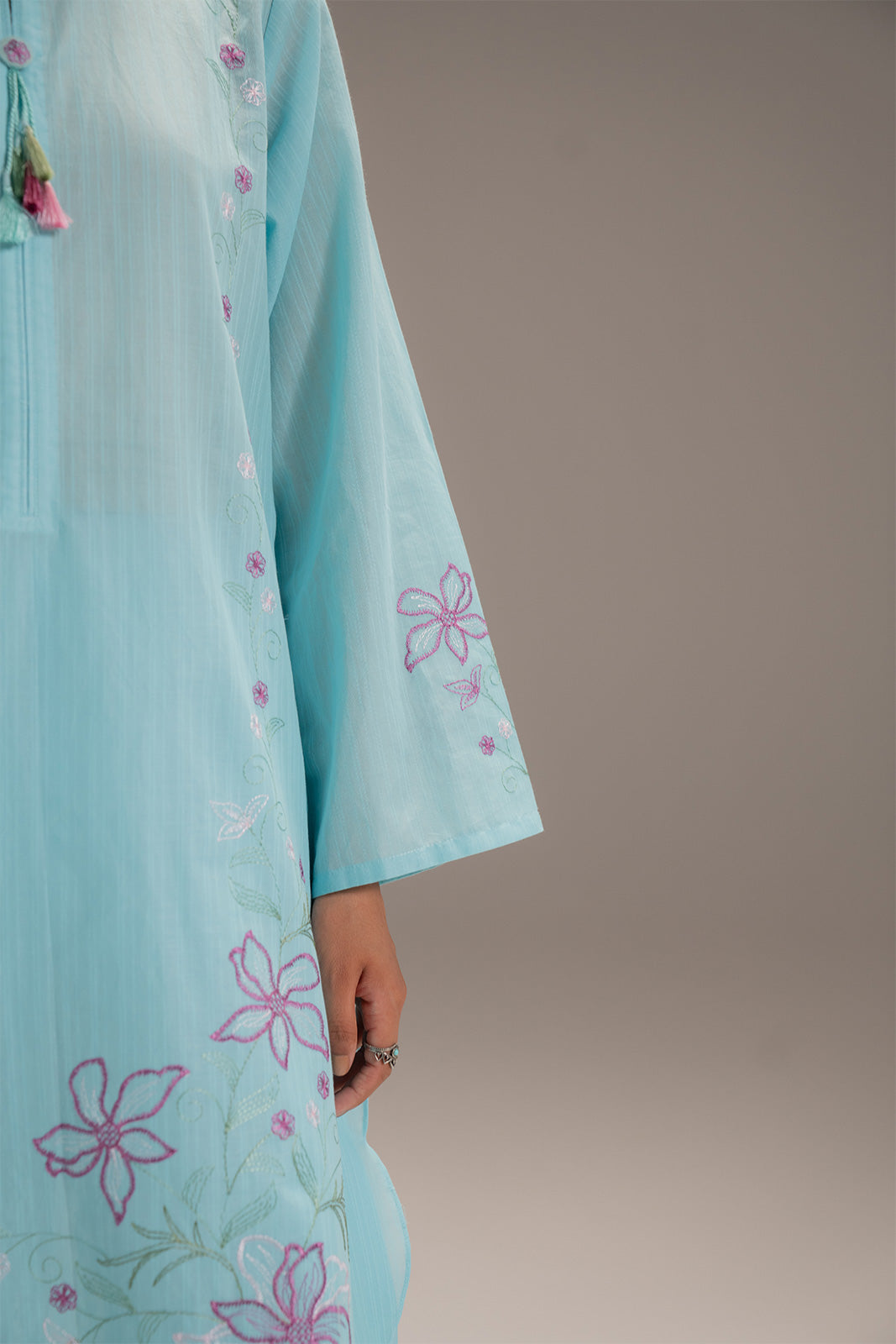 2 Piece Strip Cotton Embroidered Suit (CP0212)