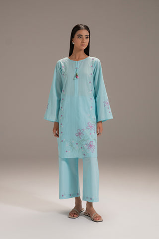 2 Piece Strip Cotton Embroidered Suit (CP0212)