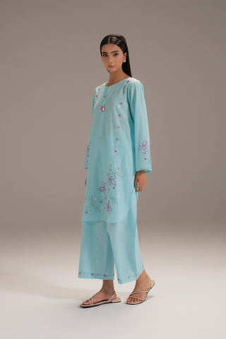 2 Piece Strip Cotton Embroidered Suit (CP0212)