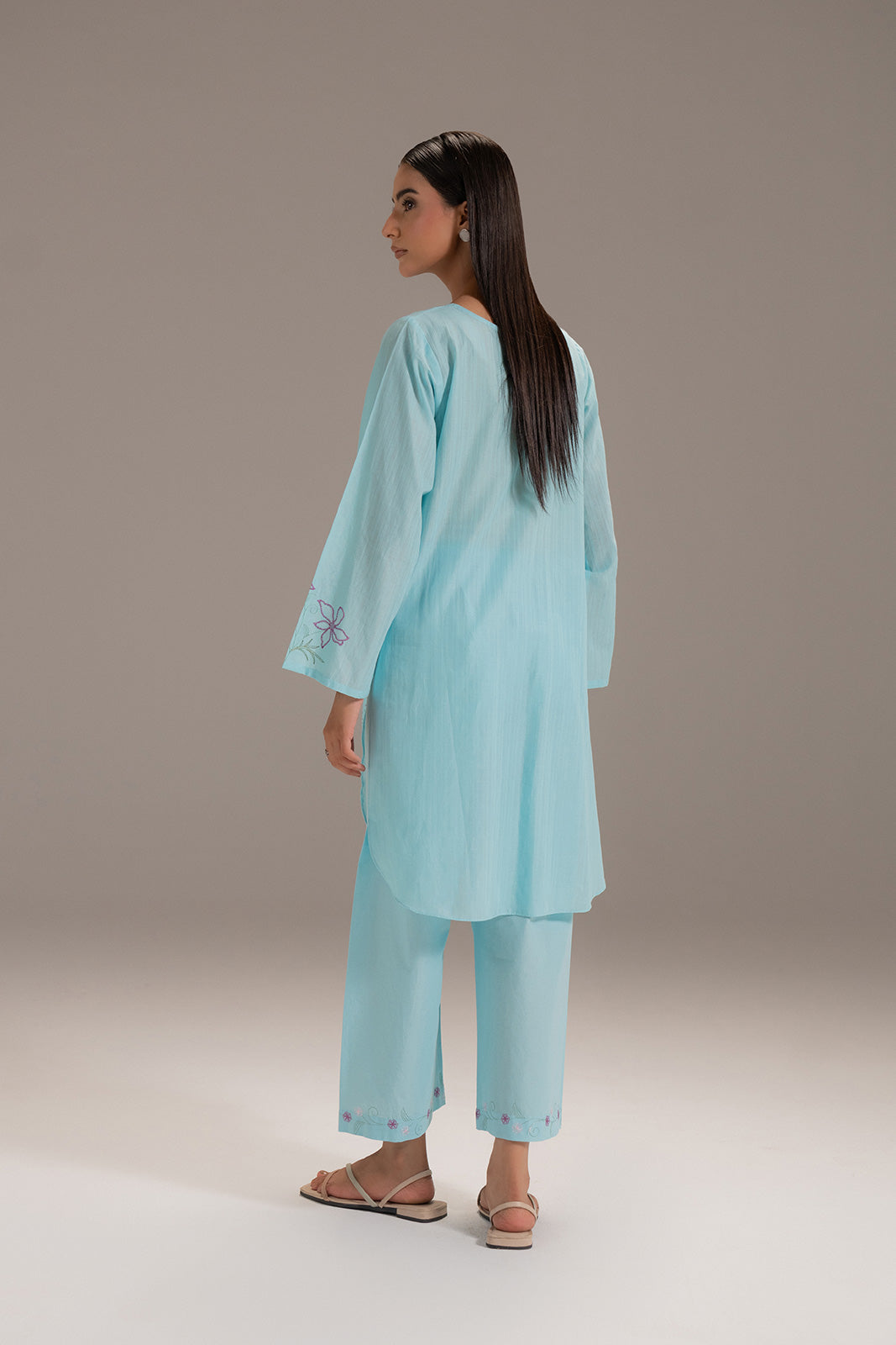 2 Piece Strip Cotton Embroidered Suit (CP0212)