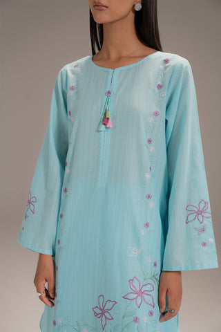 2 Piece Strip Cotton Embroidered Suit (CP0212)