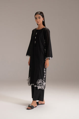 2 Piece Cotton Stripe Embroidered Suit (CP0216)