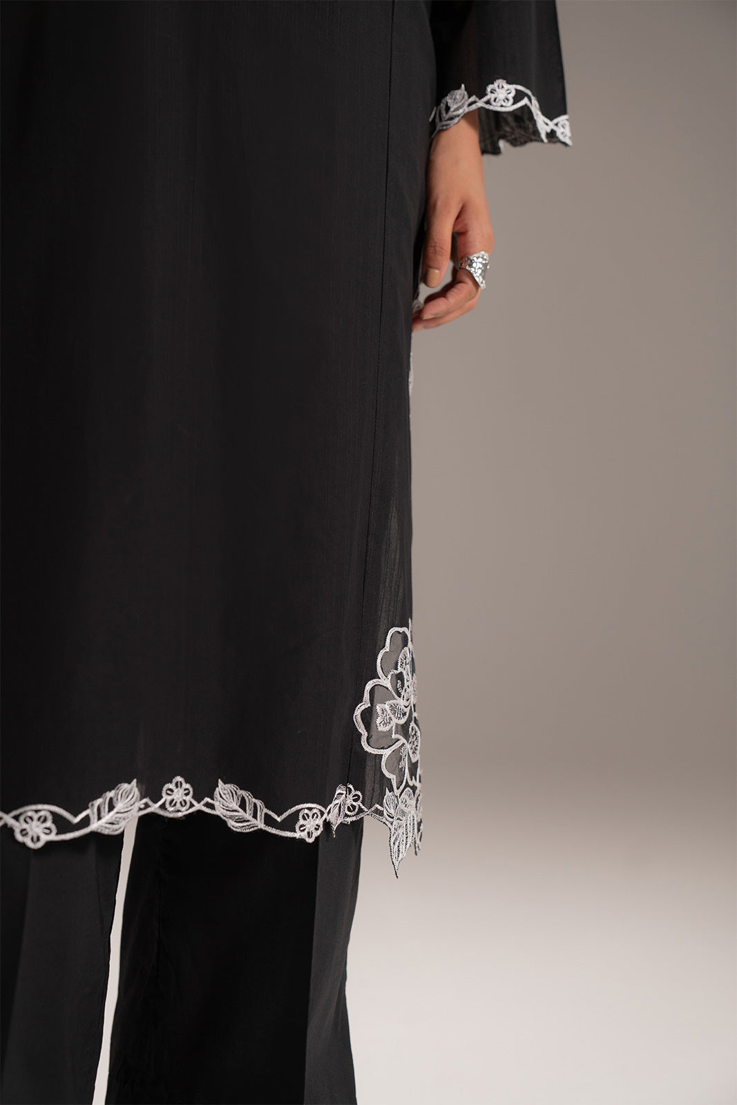 2 Piece Cotton Stripe Embroidered Suit (CP0216)