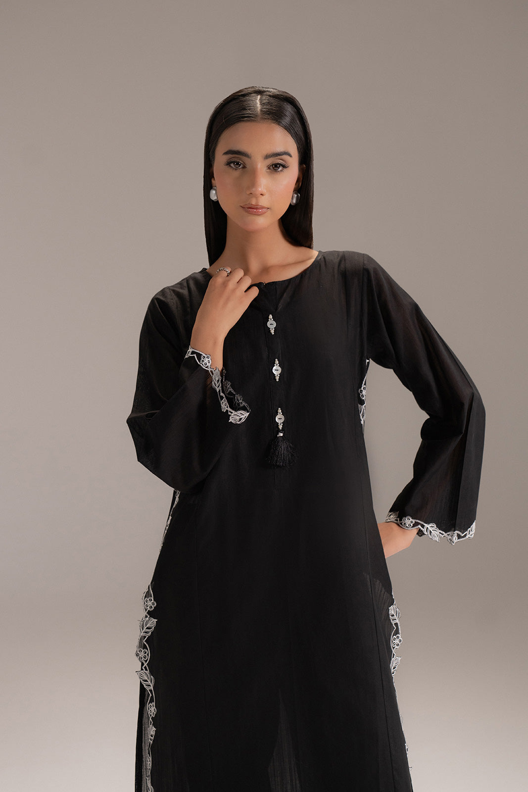 2 Piece Cotton Stripe Embroidered Suit (CP0216)