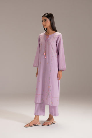 2 Piece Strip Cotton Embroidered Suit (CP0217)