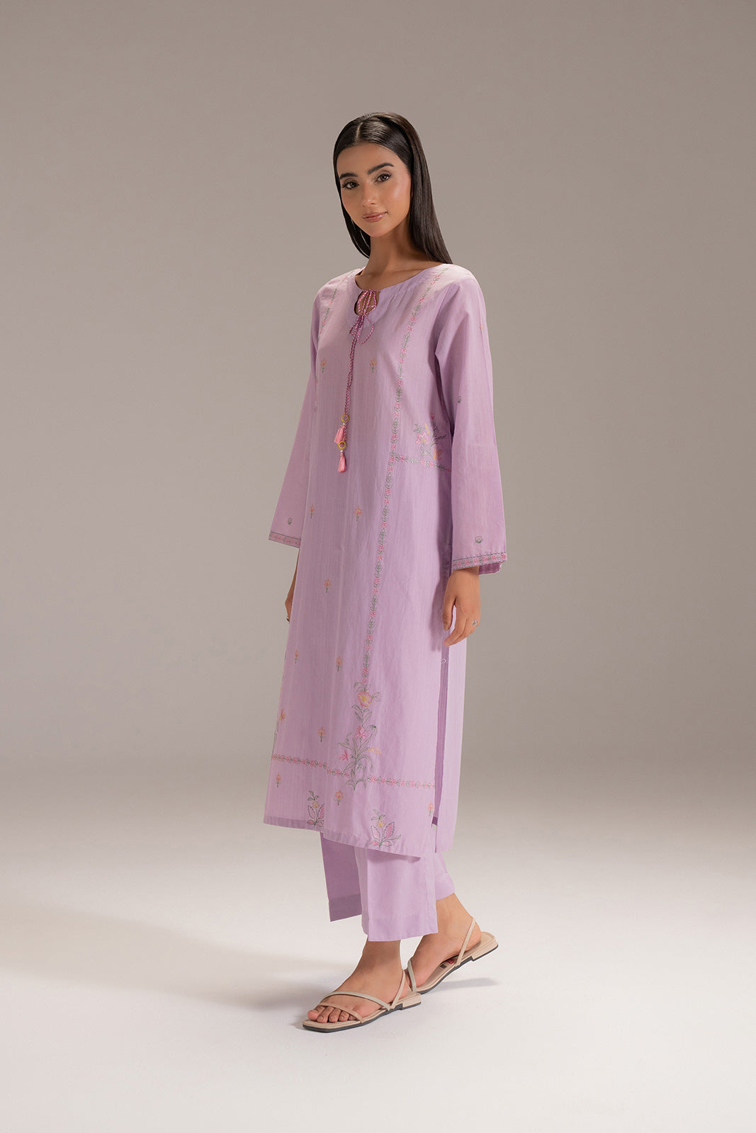 2 Piece Strip Cotton Embroidered Suit (CP0217)