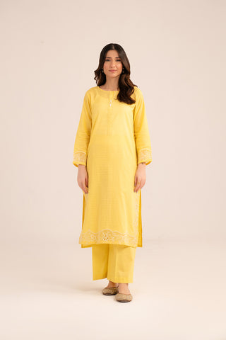 2 Piece Cotton Stripe Embroidered Suit (CP0231)