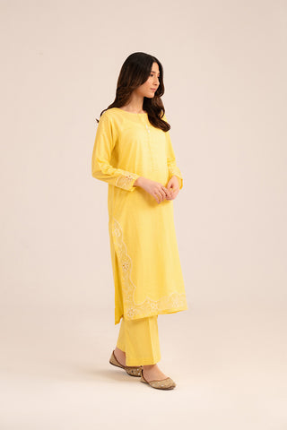 2 Piece Cotton Stripe Embroidered Suit (CP0231)