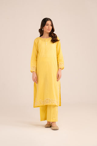 2 Piece Cotton Stripe Embroidered Suit (CP0231)
