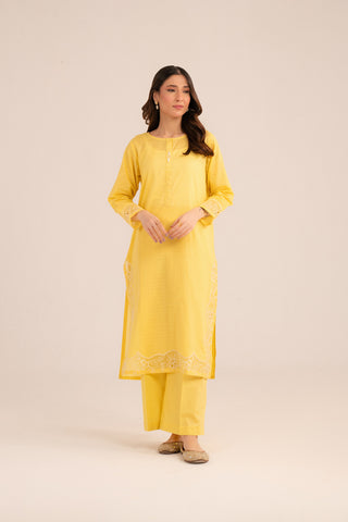 2 Piece Cotton Stripe Embroidered Suit (CP0231)