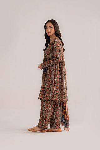 3 Piece Printed Viscose Linen Printed (CP0242)