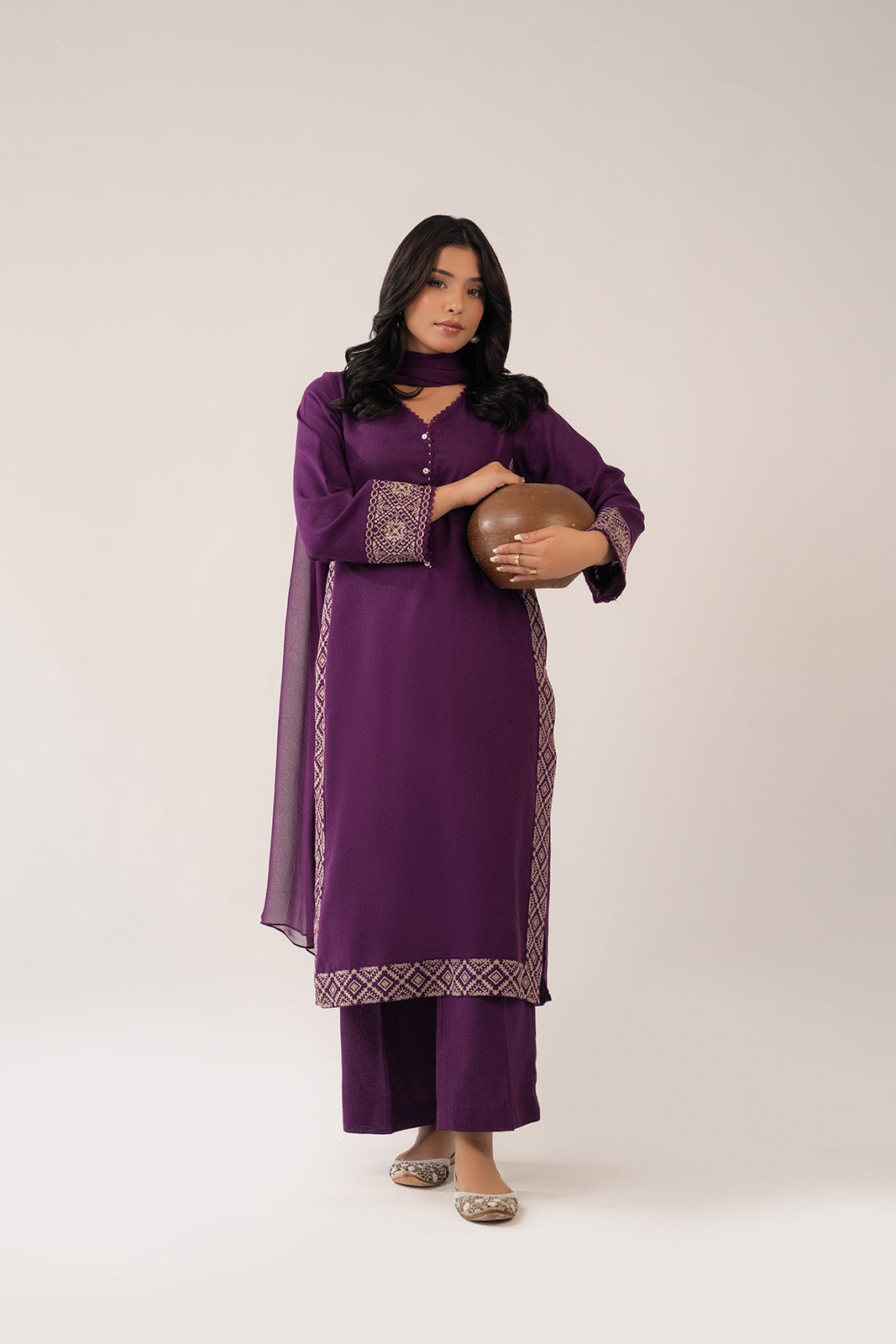 3 Piece Cotton Karandi Embroidered (CP0271)
