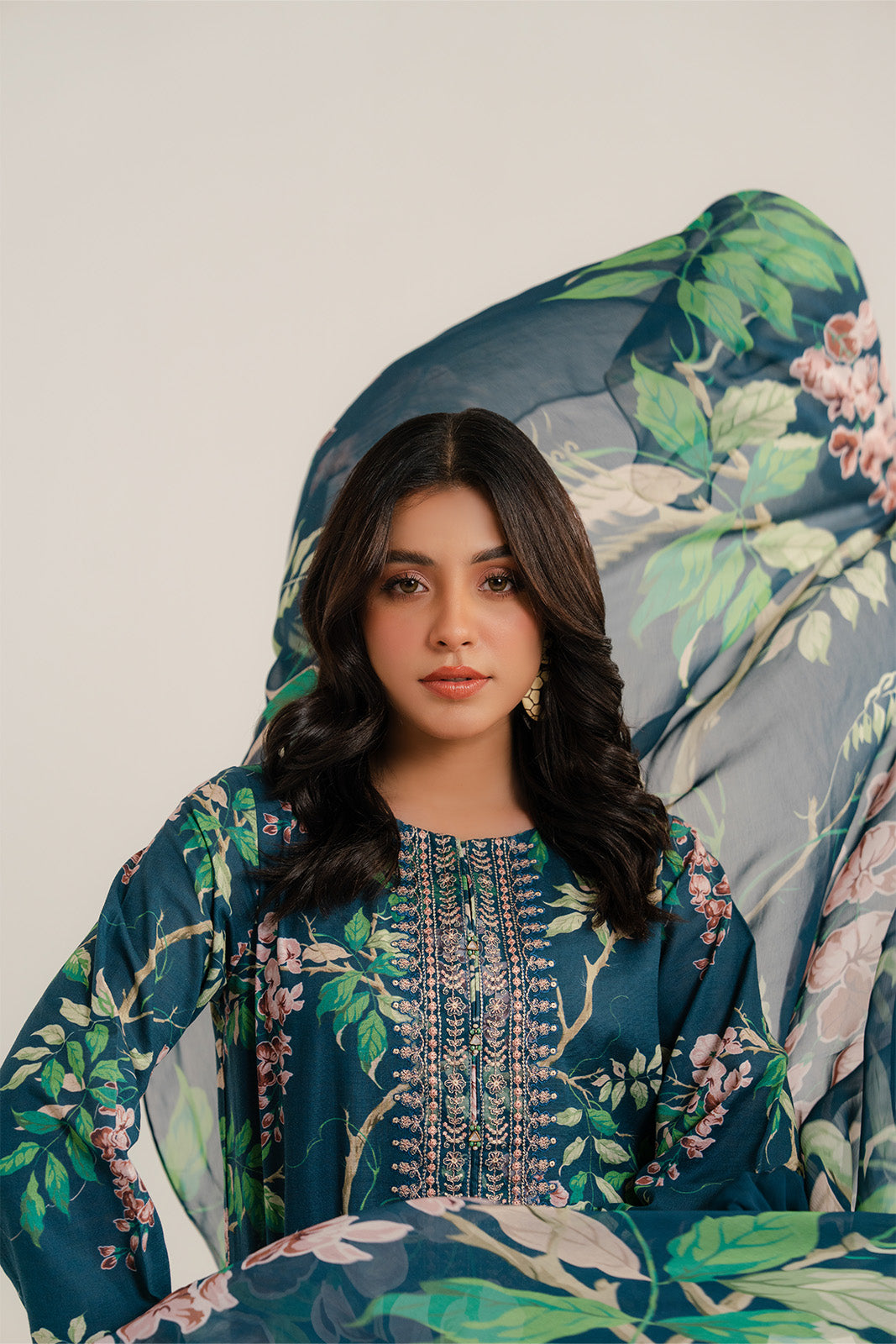 3 Piece Printed Slub Khaddar Printed Suit (CP0284)