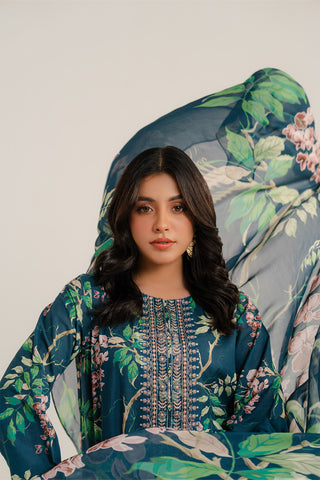 3 Piece Printed Slub Khaddar Printed Suit (CP0284)