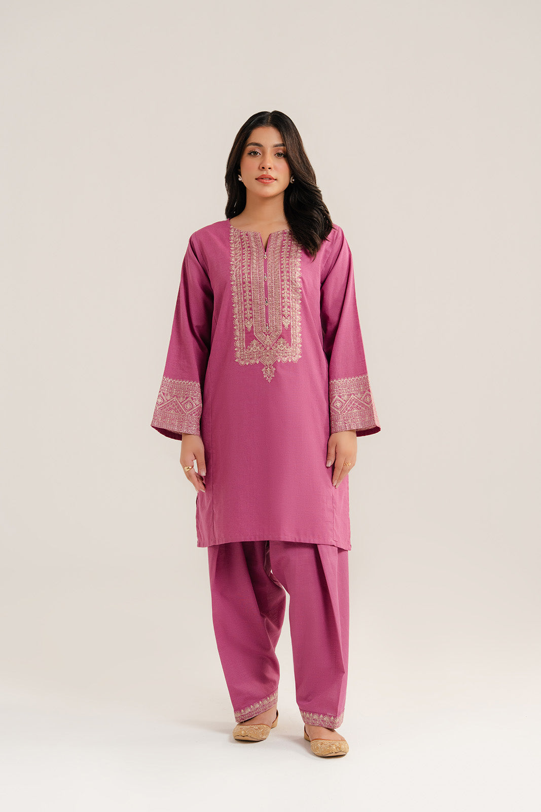 2 Piece Slub Khaddar Embroidered Suit (CP0294)