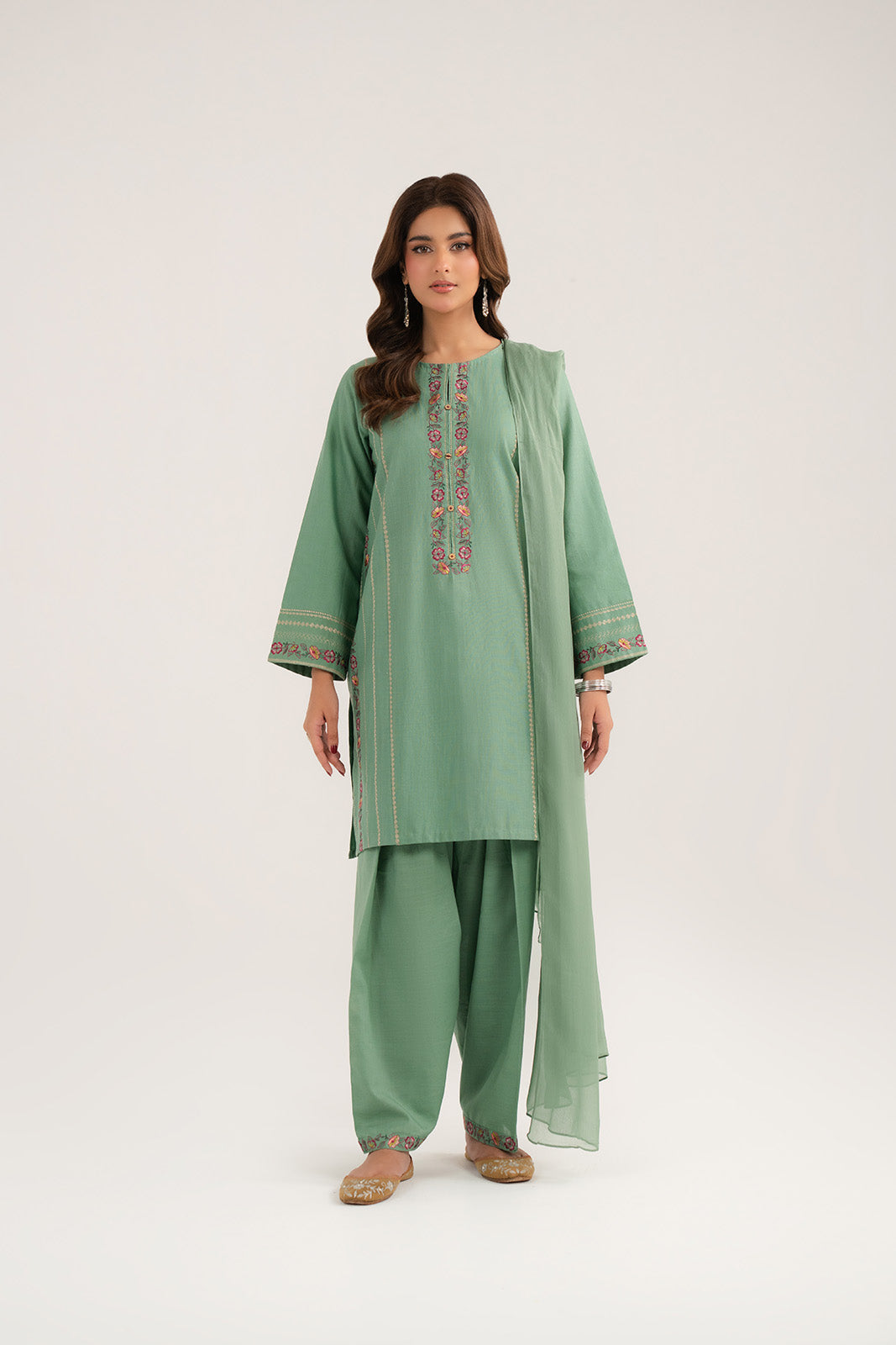 3 Piece Slub Khaddar Embroidered Suit (CP0322)