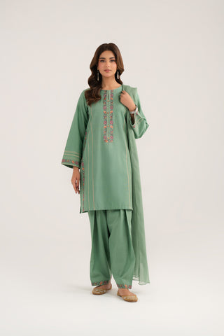 3 Piece Slub Khaddar Embroidered Suit (CP0322)