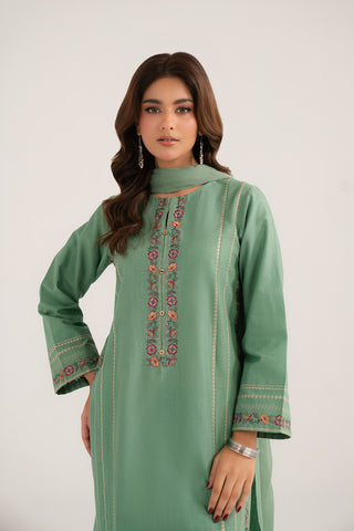 3 Piece Slub Khaddar Embroidered Suit (CP0322)