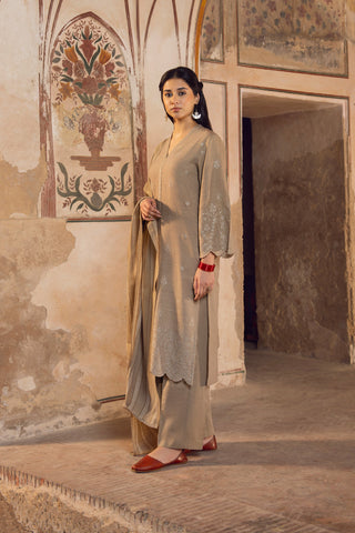 3 Piece Slub Khaddar Embroidered Suit (CP0325)