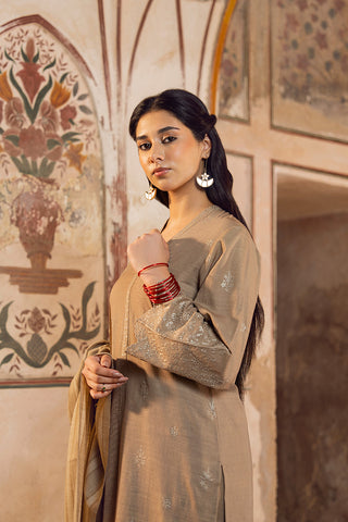 3 Piece Slub Khaddar Embroidered Suit (CP0325)