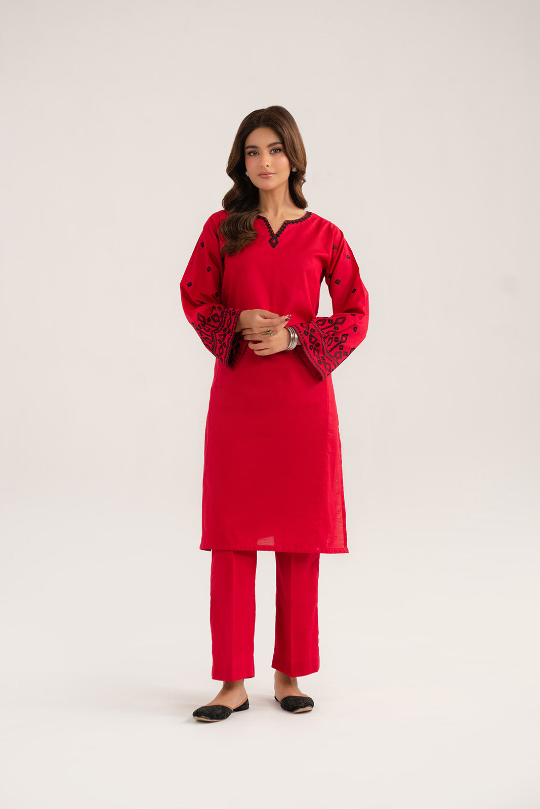 2 Piece Slub Khaddar Embroidered Suit (CP0327)