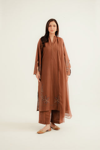 3 Piece Slub Khaddar Embroidered Suit (CP0340)