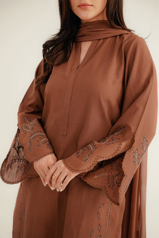 3 Piece Slub Khaddar Embroidered Suit (CP0340)