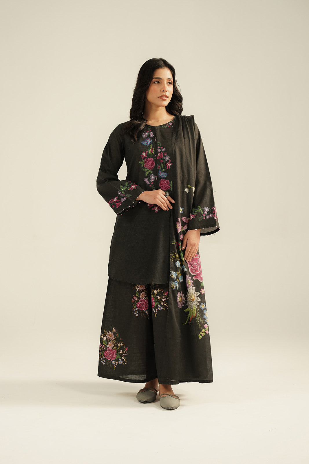 3 Piece Printed Slub Khaddar Printed Suit (CP0360)