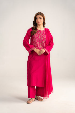 3 Piece Cotton Rip Stop Embroidered Suit (CP0407)