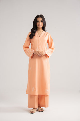 2 Piece Strip Cotton Embroidered Suit (CP0437)