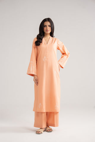 2 Piece Strip Cotton Embroidered Suit (CP0437)