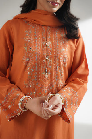 3 Piece Dobby Cotton Embroidered Suit (CP0477)