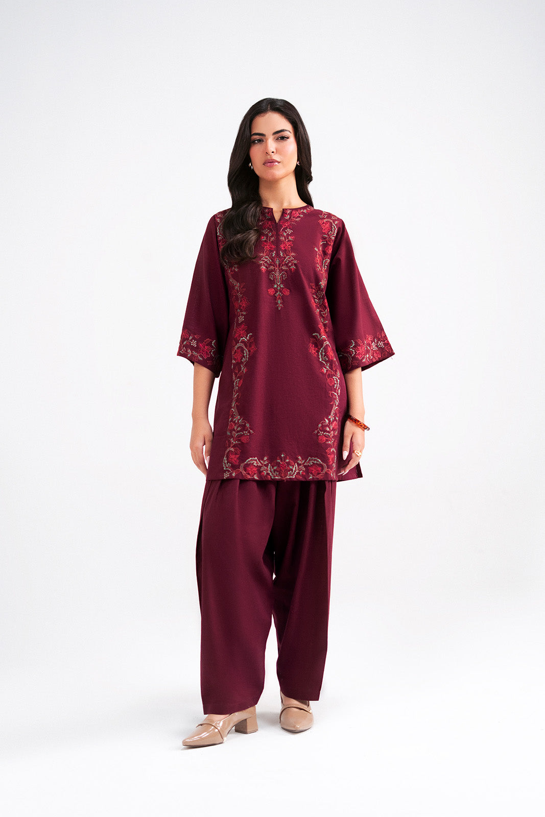 2 Piece Slub Khaddar Embroidered Suit (CP0572)
