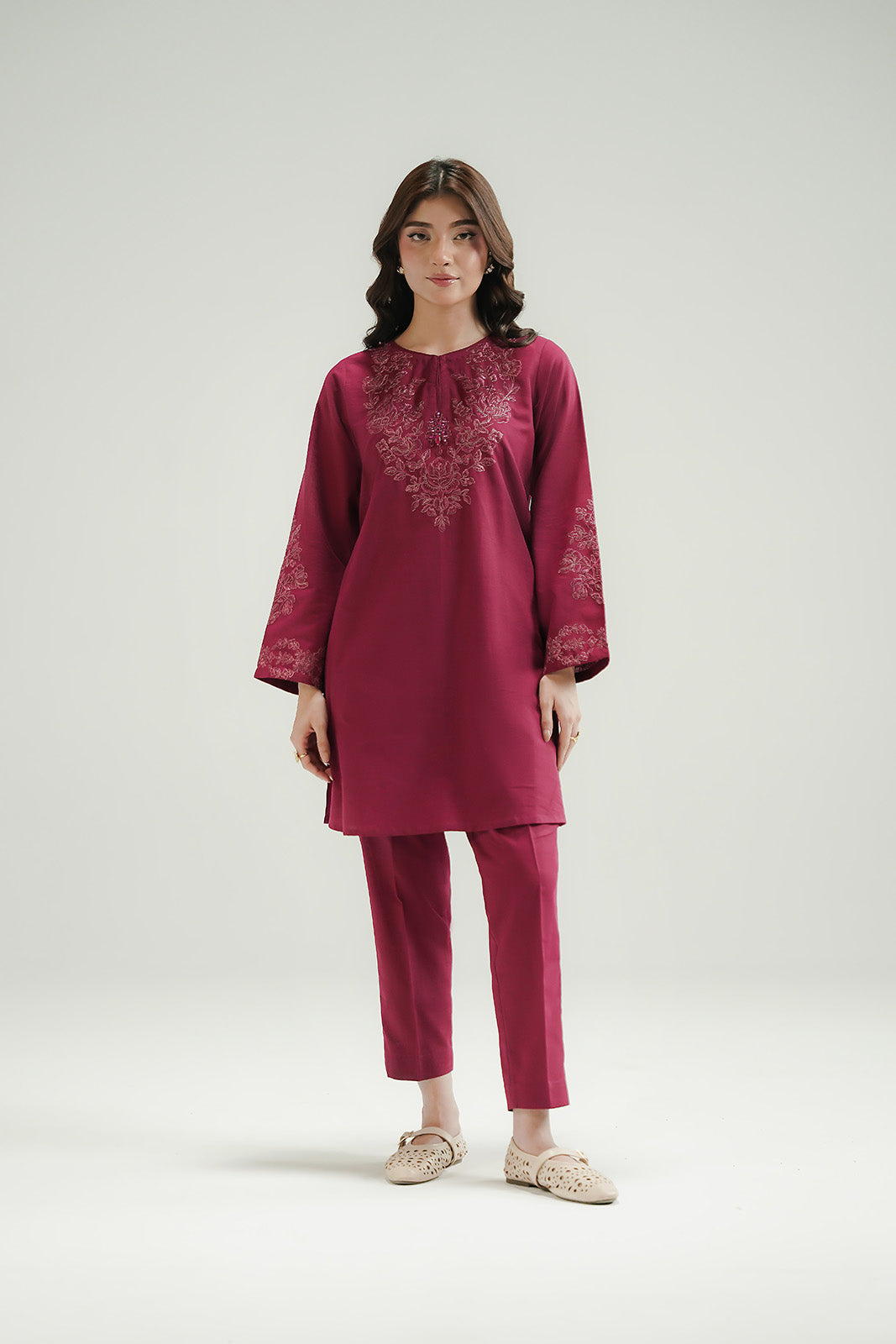 2 Piece Slub Khaddar Embroidered Suit (CP0575)