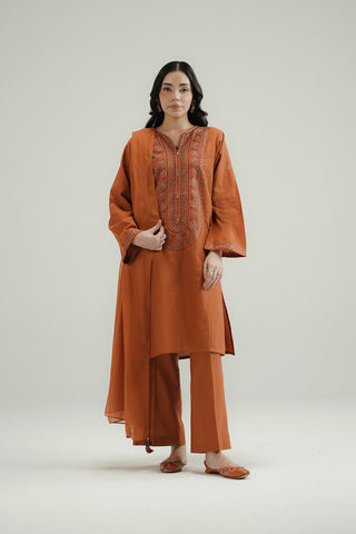 3 Piece Slub Khaddar Embroidered Suit (CP0581)