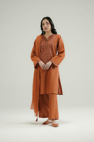3 Piece Slub Khaddar Embroidered Suit (CP0581)